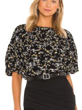 NWT Free People Women's Dessa Bodysuit in Black Combo Floral Size Large